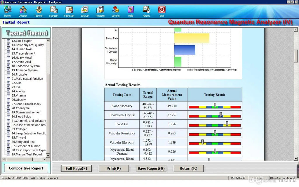 Original 62 Reports Quantum Magnetic Resonance Analyzer Machine Touch Full Body Analysis Health FIR Technology No Hand Senser