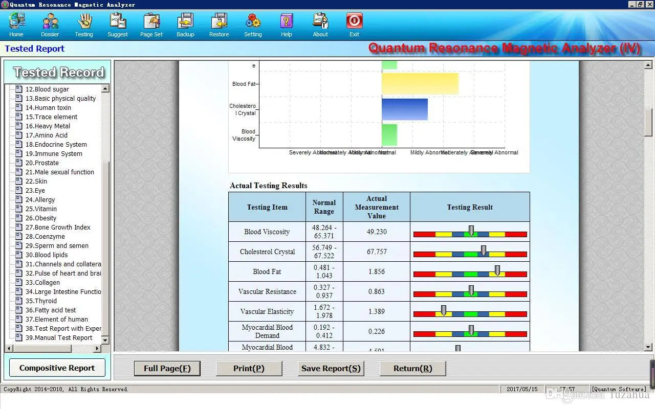 Original 62 Reports Quantum Magnetic Resonance Analyzer Machine Touch Full Body Analysis Health FIR Technology No Hand Senser
