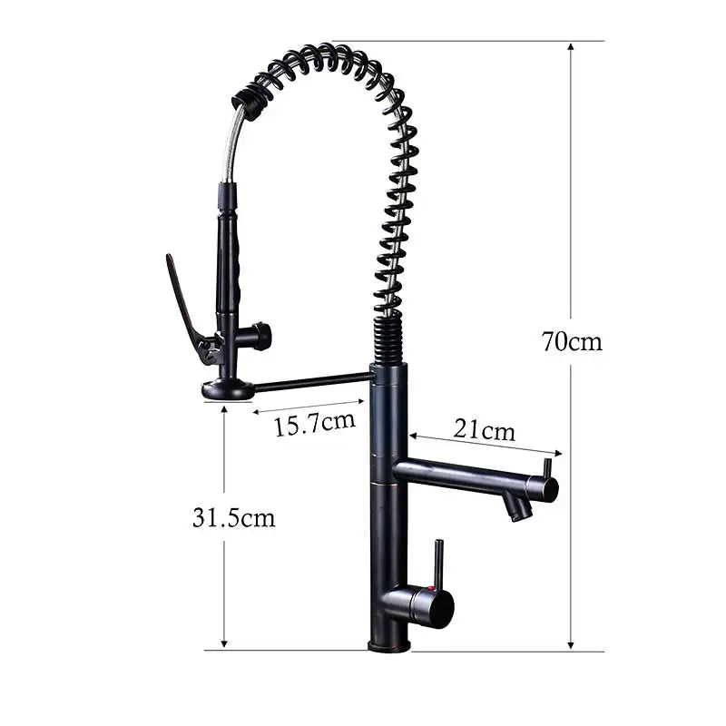 Deck Mounted Spring Pull Down Kitchen Faucet Swivel Handheld Sprayer Dual Spout Mixer Tap Kitchen Mixer Crane Cold Hot Water Tap