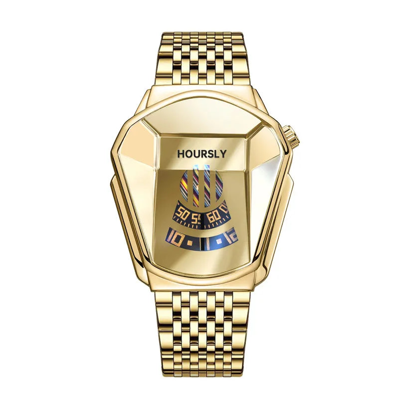 Luxury HOURSLY Brand Trend Cool Men's Wrist Watch Stainless Steel Technology Fashion Quartz Watch For Men 2025 Relogio Masculino