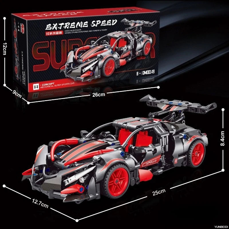1:17 Racing Building Block Models Technology Sports Speed Mechanical Assembly Racing Model DIY Toys Adult Collection Child Gifts