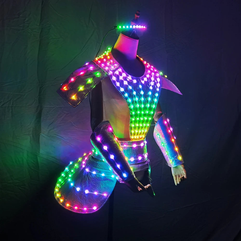 LED Dress Women Dancer Future Technology Cosplay Costume  DJ Singer Performance Stage Wear Costume Sexy Silver Laser skirt