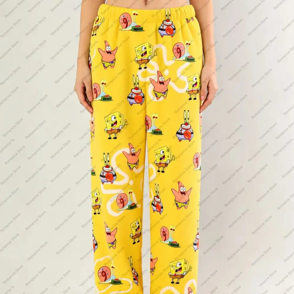 SpongeBob SquarePants Couple Early Spring Flannel Pajamas Pants Casual Home Pants Women's Pajama Pants Fashionable Trousers