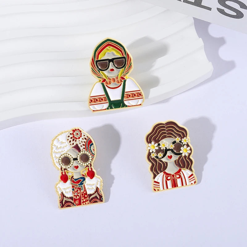 Russian Cultural Costume Collected Enamel Pin Classic Russian Nesting Doll Metal Brooches Lapel Badge Jewelry Gift for Friends
