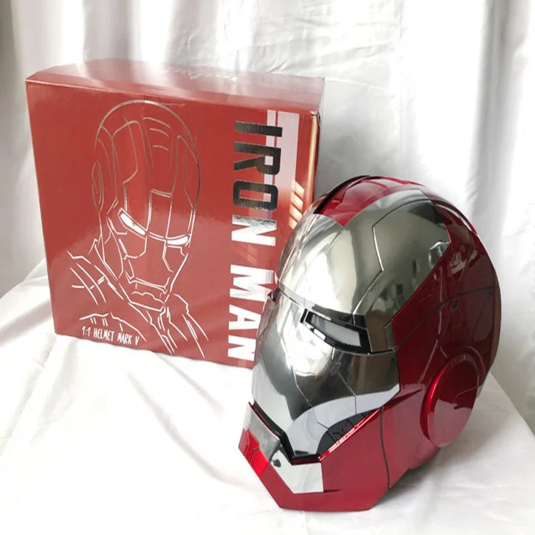 2023 New Iron Man Helmet 1:1 Mk5 Voice Control Eyes With Light Model Toys For Adult Electric Technology Wearable Christmas Gifts