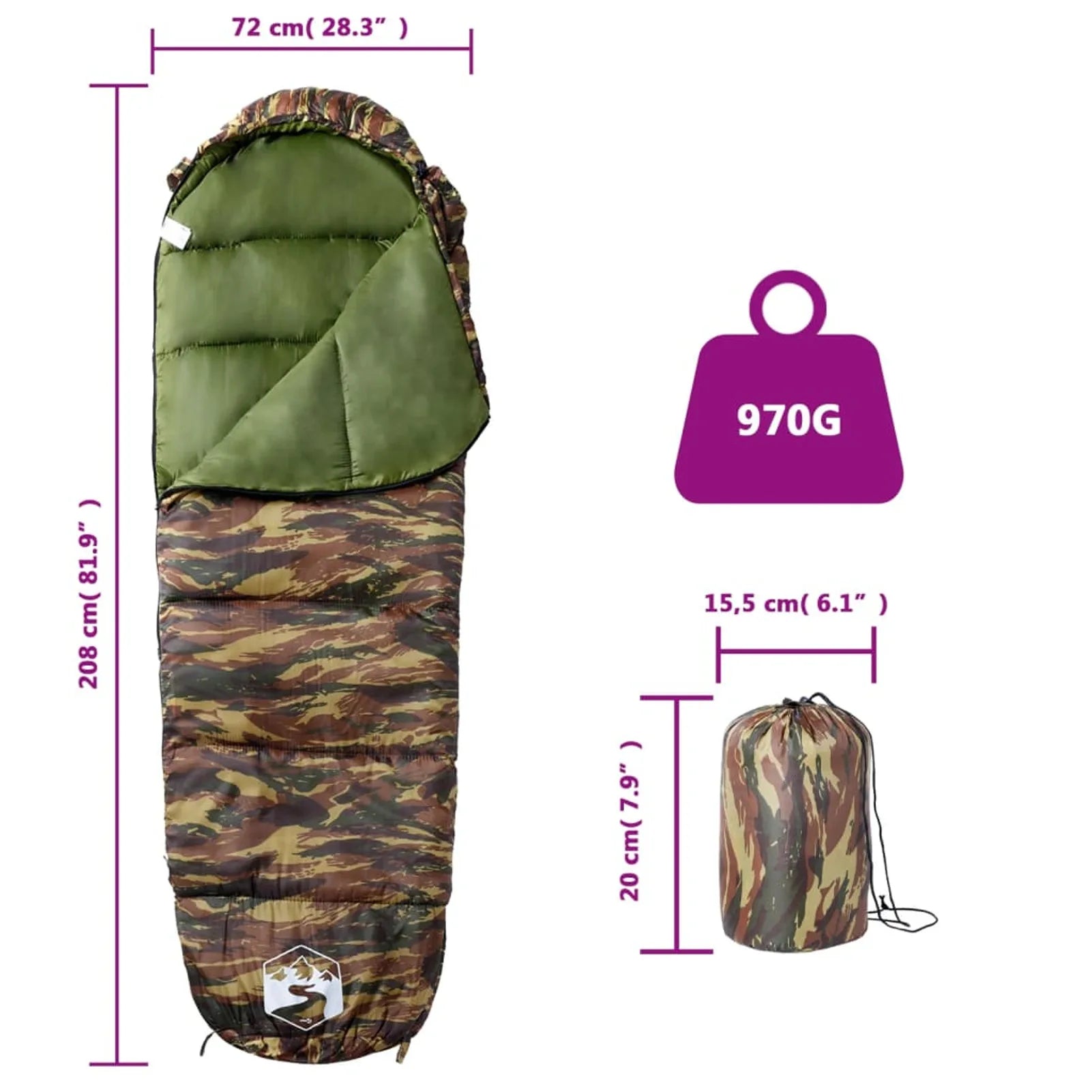 Camping Sleeping Bag Double-side Zipper Mummy Shape Sleeping Bag for Camping Hiking Car Tourism Spring / Summer / Autumn