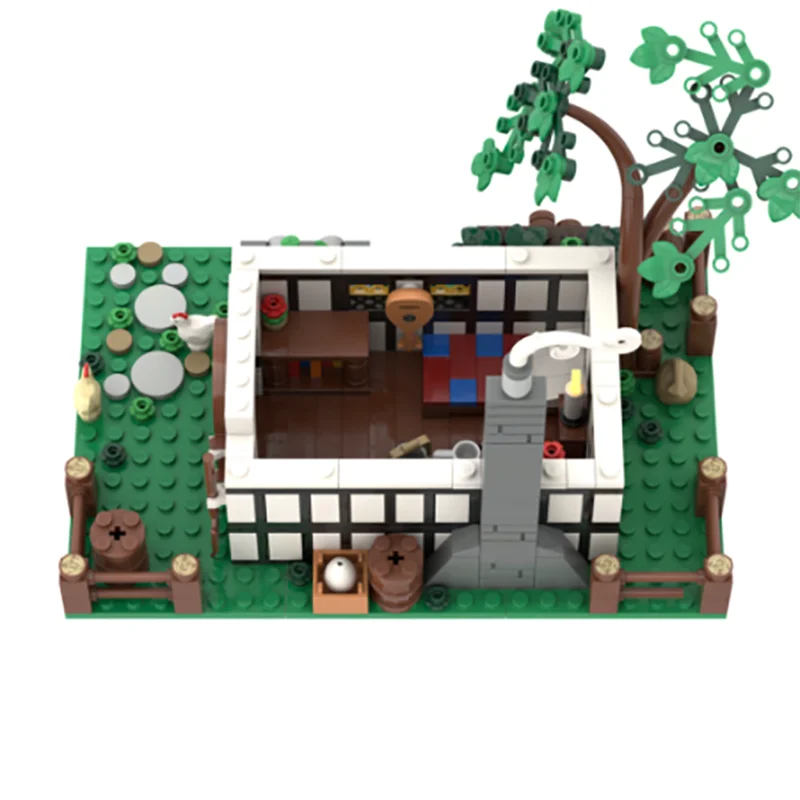 MOC medieval castle street scene model building brick farmhouse modular technology gift holiday assembly children's holiday toy