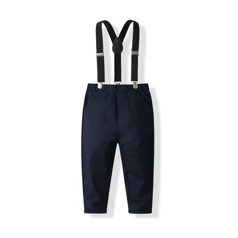4Piece Spring Autumn Baby Boy Clothes Korean Fashion Gentleman Tie Long Sleeve Cotton Tops+Pants Boutique Kids Clothing B212