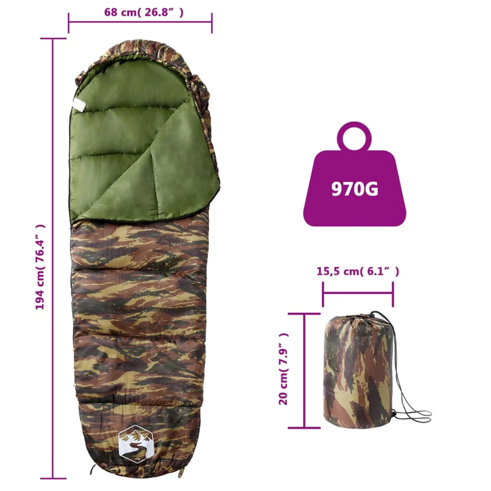 Camping Sleeping Bag Double-side Zipper Mummy Shape Sleeping Bag for Camping Hiking Car Tourism Spring / Summer / Autumn