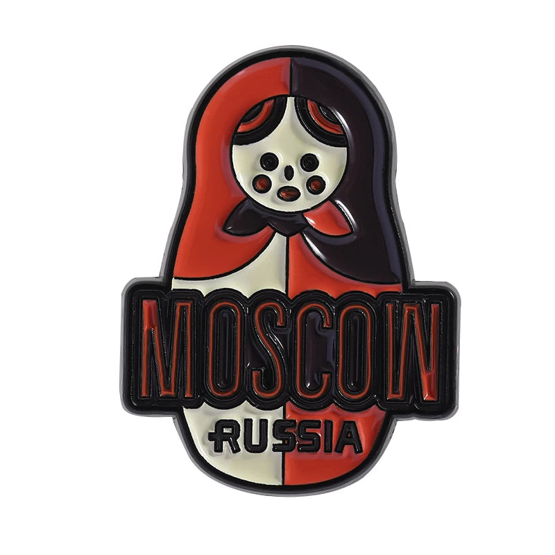 Russian Cultural Costume Collected Enamel Pin Classic Russian Nesting Doll Metal Brooches Lapel Badge Jewelry Gift for Friends
