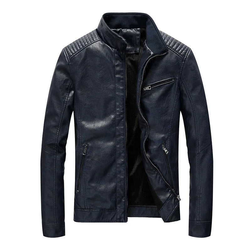 New Spring Men's Leather Jackets Stand Collar Motorcycle Pu Casual Slim Fit Coat Outwear Drop Shipping ABZ174