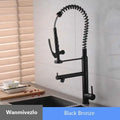 Deck Mounted Spring Pull Down Kitchen Faucet Swivel Handheld Sprayer Dual Spout Mixer Tap Kitchen Mixer Crane Cold Hot Water Tap