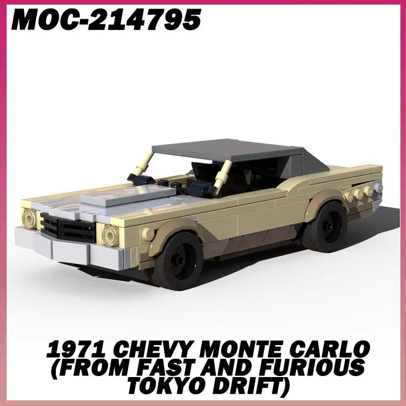290PCS MOC-214795 Gifts Holiday American Muscle Car Model MOC Building Brick Monte Carlo Tokyo Drift Modular Technology Assemble
