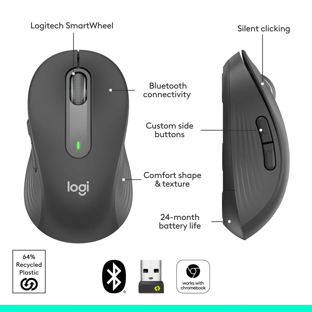 Logitech M650 M650L Wireless Bluetooth Silent Mouse Office Laptop Sensor Technology Advanced Optical Programmable Buttons Mice