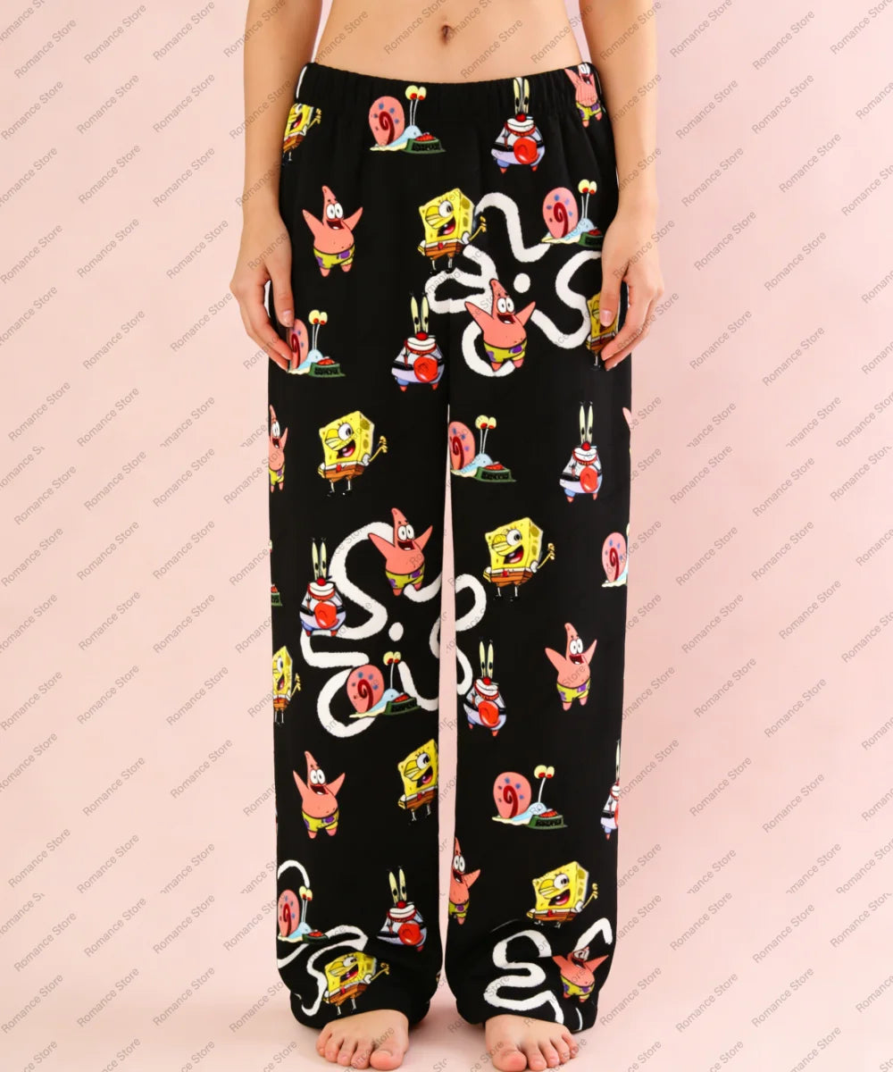 SpongeBob SquarePants Couple Early Spring Flannel Pajamas Pants Casual Home Pants Women's Pajama Pants Fashionable Trousers