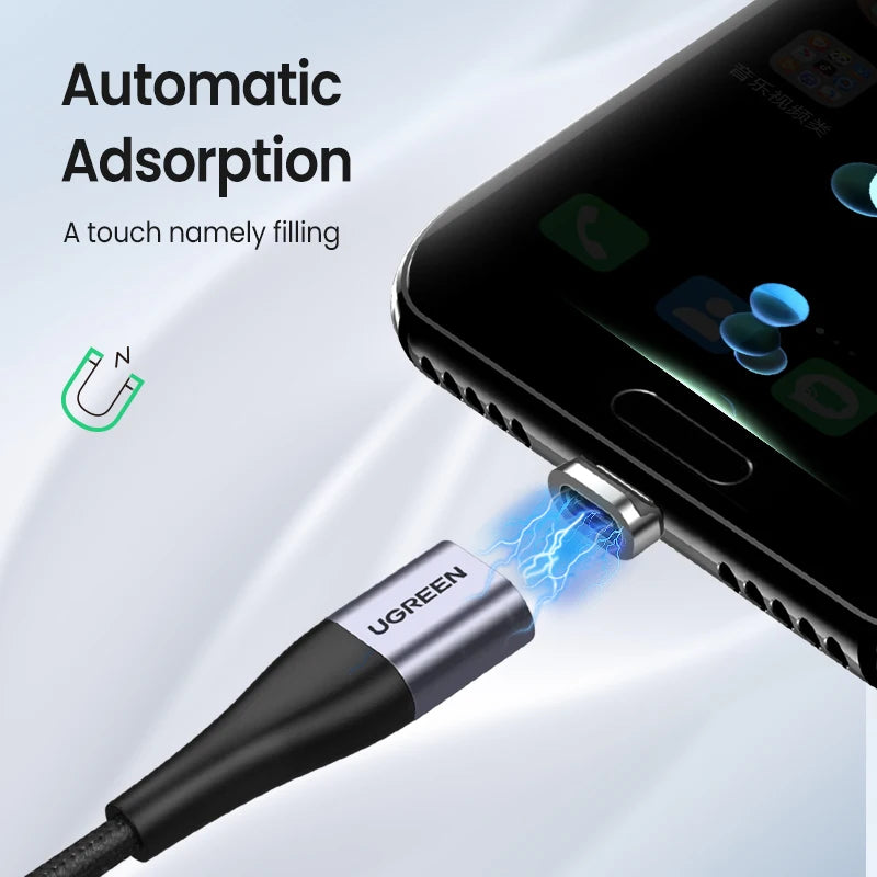 UGREEN Magnetic USB Charging Cable Type C  Micro USB Phone Cable Magnet Charger Micro USB For Xiaomi  3A Mobile Phone Wire Cord