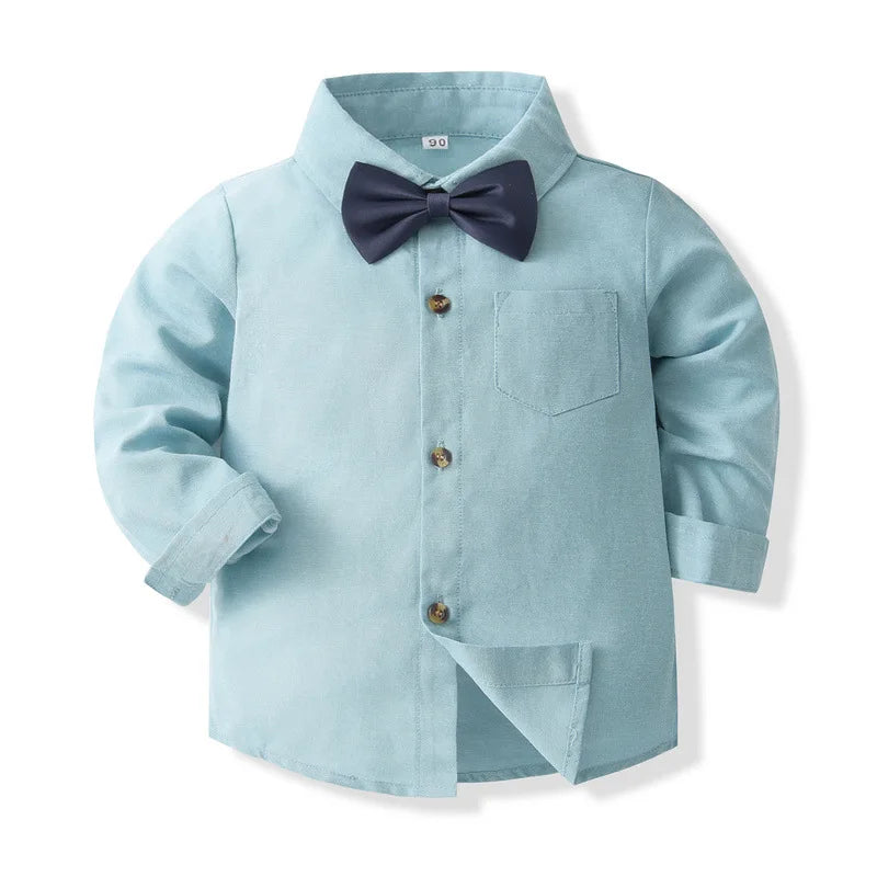 4Piece Spring Autumn Baby Boy Clothes Korean Fashion Gentleman Tie Long Sleeve Cotton Tops+Pants Boutique Kids Clothing B212