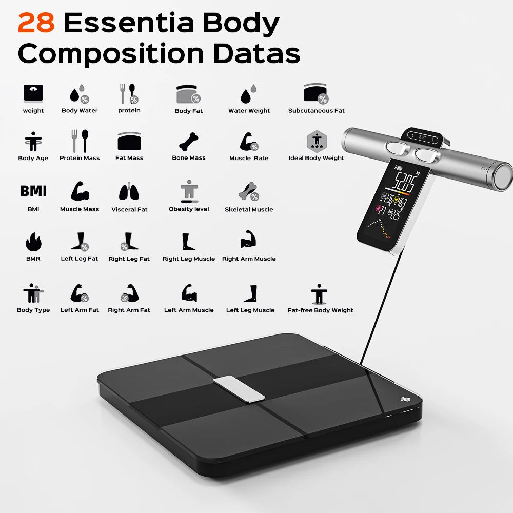 Smart Body Composition Analyzer Scale Intelligent Body Fat Scale with Bioimpedance Technology Offline Measurement Support