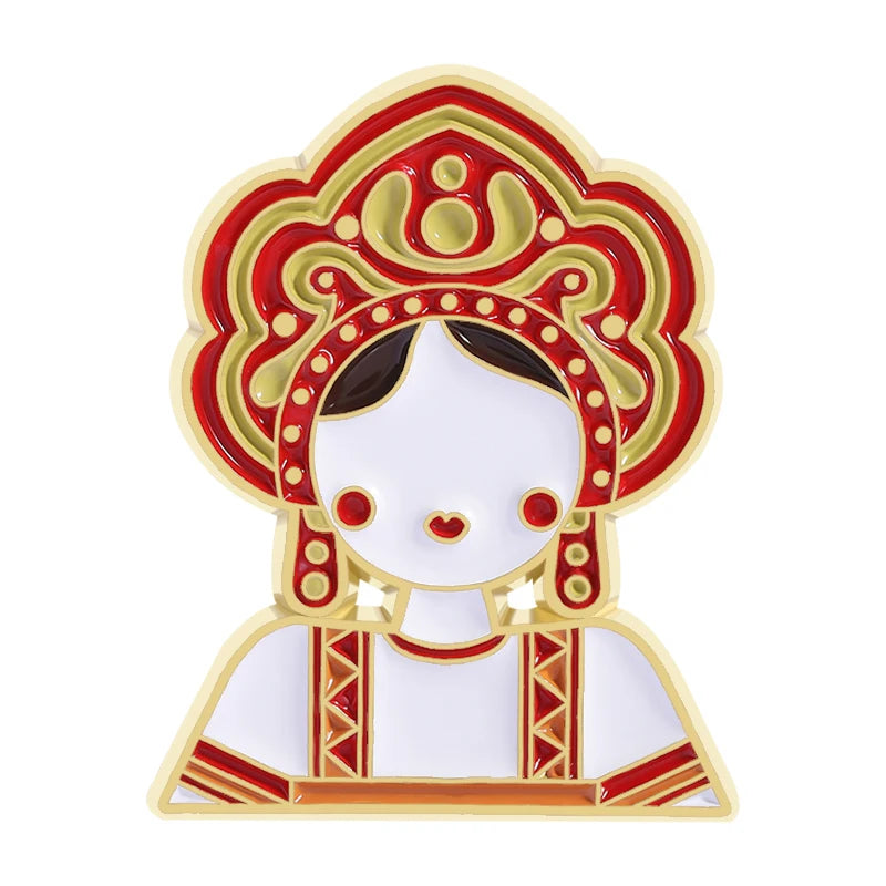 Russian Cultural Costume Collected Enamel Pin Classic Russian Nesting Doll Metal Brooches Lapel Badge Jewelry Gift for Friends