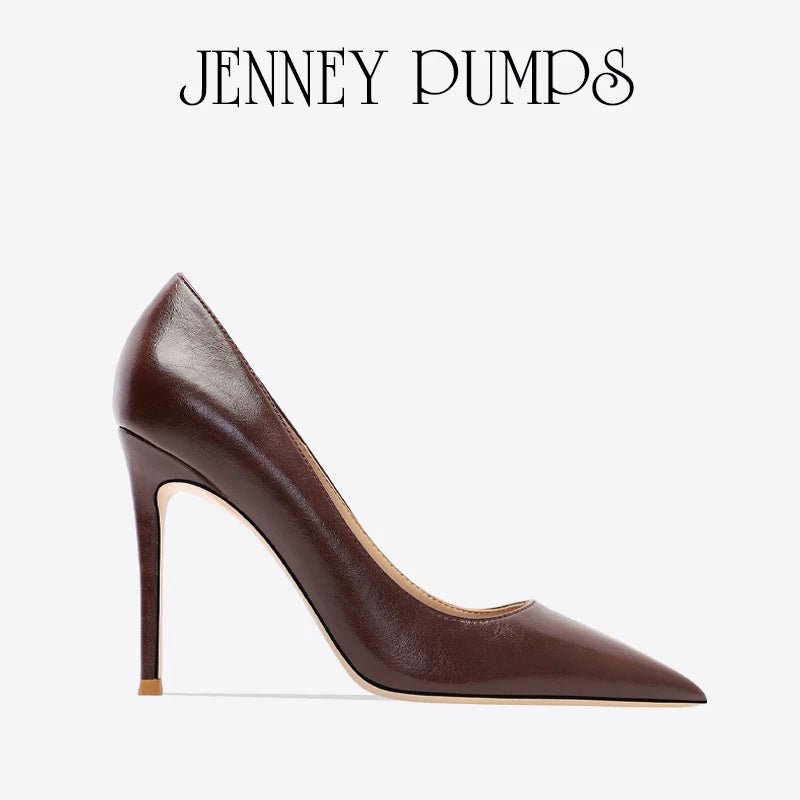 brown light Heels for women luxury Spring High Heels Shoes Stiletto Pointed Toe Pumps Leather Ladies Prom Party Shoes Women