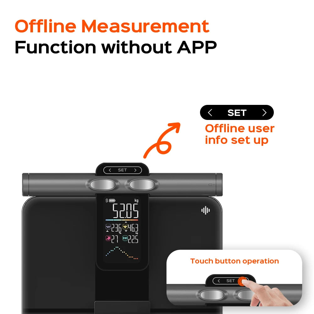 Smart Body Composition Analyzer Scale Intelligent Body Fat Scale with Bioimpedance Technology Offline Measurement Support