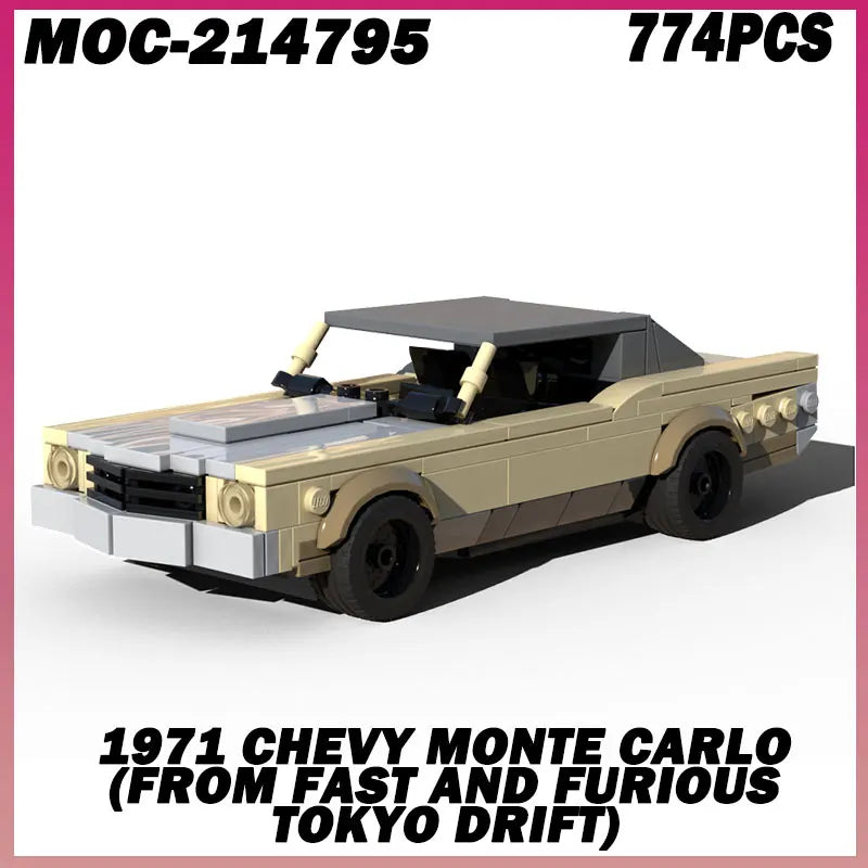 290PCS MOC-214795 Gifts Holiday American Muscle Car Model MOC Building Brick Monte Carlo Tokyo Drift Modular Technology Assemble