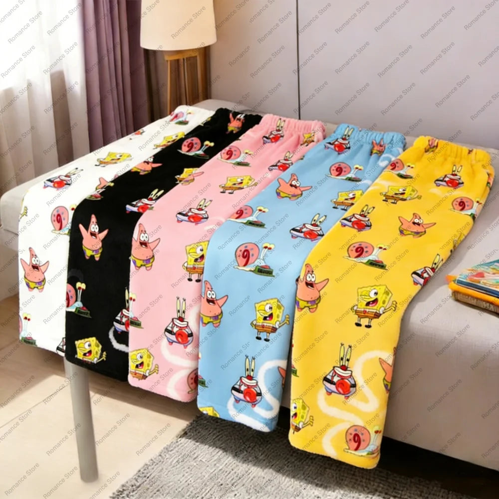 SpongeBob SquarePants Couple Early Spring Flannel Pajamas Pants Casual Home Pants Women's Pajama Pants Fashionable Trousers