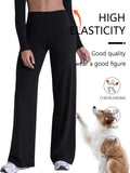 Women's Spring & Summer Wide-Leg Athletic Pants, High-Waisted Butt-Lifting Tummy-Control Yoga Pants,Plus Size Clothes,Jeans（New）