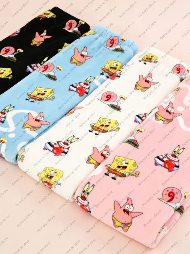 SpongeBob SquarePants Couple Early Spring Flannel Pajamas Pants Casual Home Pants Women's Pajama Pants Fashionable Trousers