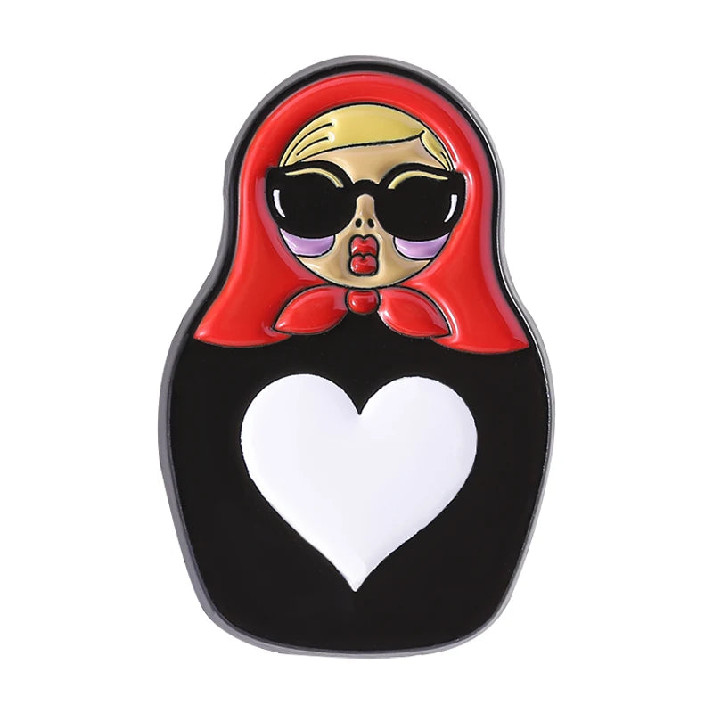 Russian Cultural Costume Collected Enamel Pin Classic Russian Nesting Doll Metal Brooches Lapel Badge Jewelry Gift for Friends