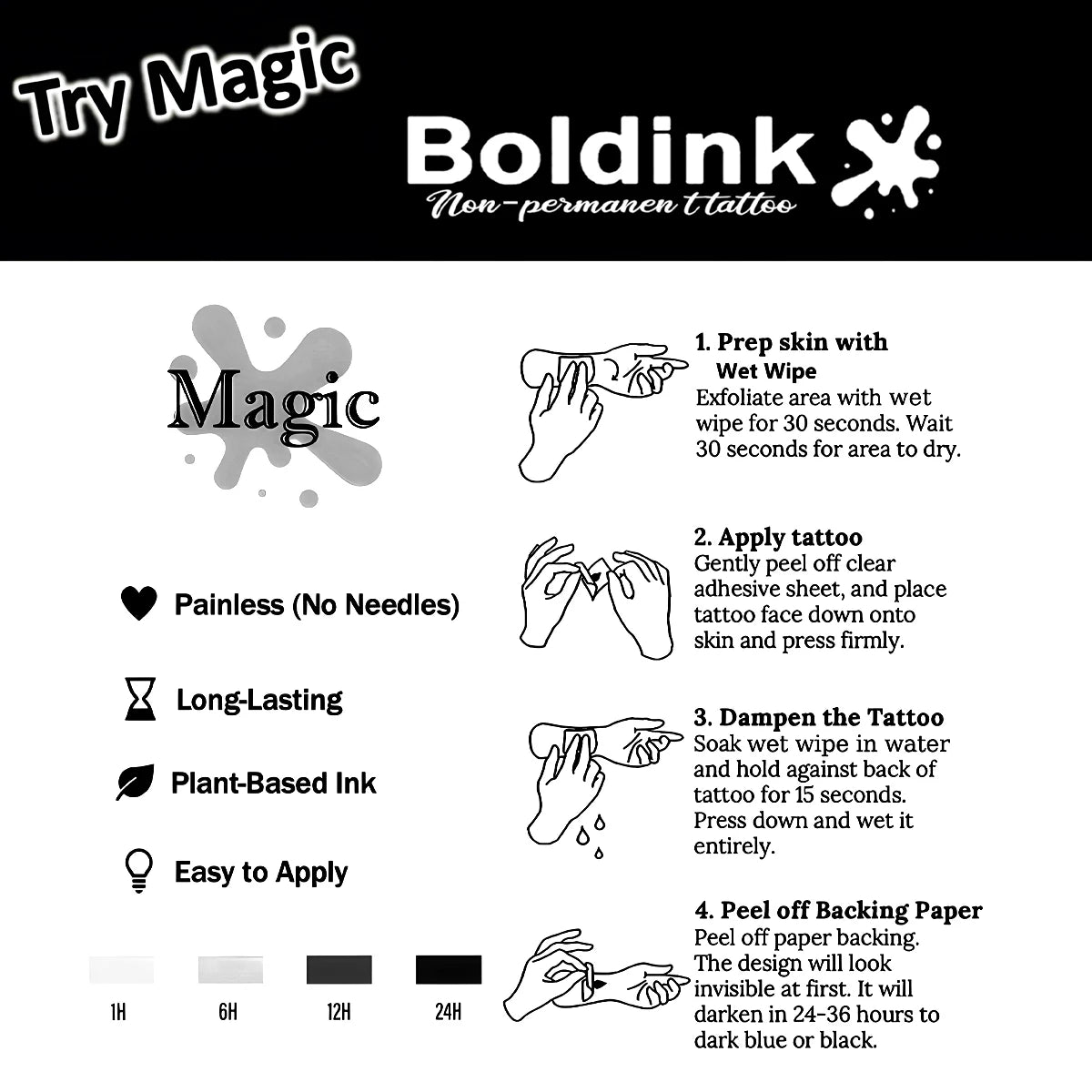 Moon And Sun Temporary Tattoo,Lasts To 15 Days New Technology Magic Waterproof Semi Permanent Sticker.