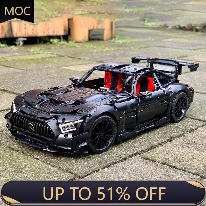 2660 PCS MOC Technology Racing Black Modified Supercar Model Building Blocks Speed Vehicle Bricks Toys Kids Adult Popular Gifts