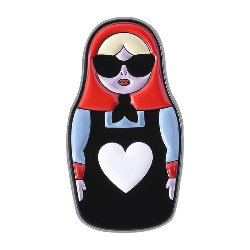 Russian Cultural Costume Collected Enamel Pin Classic Russian Nesting Doll Metal Brooches Lapel Badge Jewelry Gift for Friends