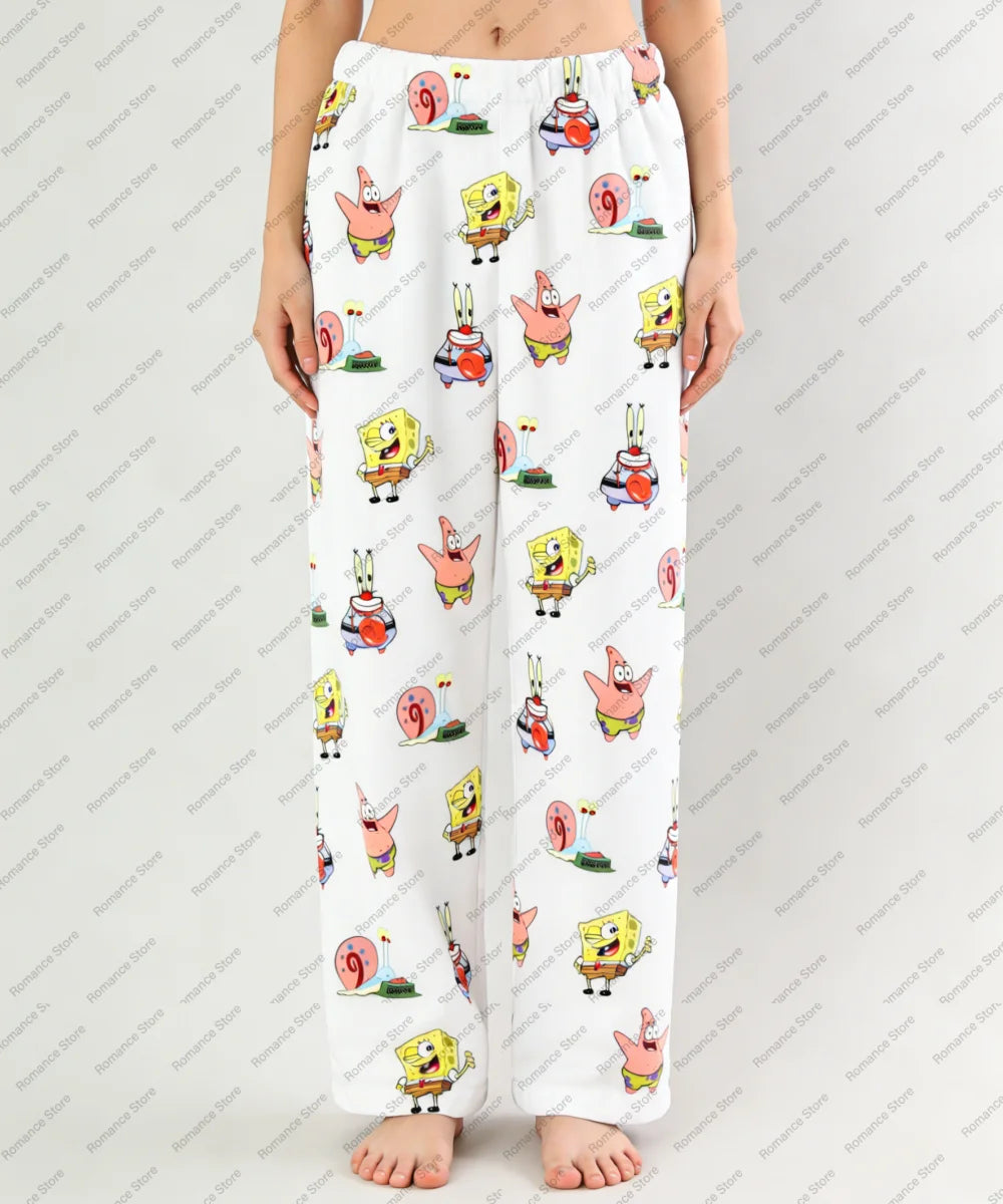 SpongeBob SquarePants Couple Early Spring Flannel Pajamas Pants Casual Home Pants Women's Pajama Pants Fashionable Trousers