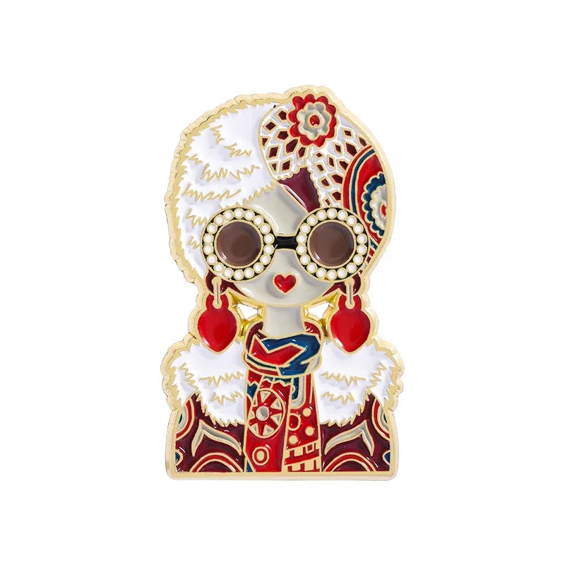 Russian Cultural Costume Collected Enamel Pin Classic Russian Nesting Doll Metal Brooches Lapel Badge Jewelry Gift for Friends