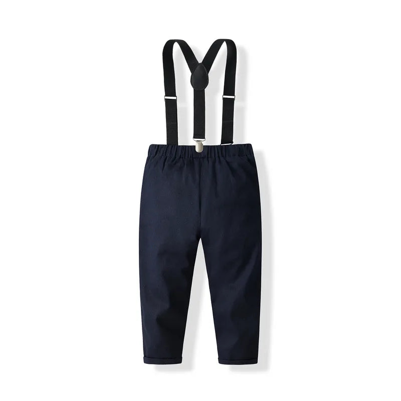 4Piece Spring Autumn Baby Boy Clothes Korean Fashion Gentleman Tie Long Sleeve Cotton Tops+Pants Boutique Kids Clothing B212