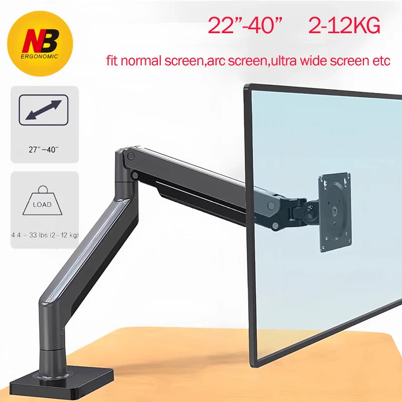 NB G40 G45 Gas Spring Arm 22-40" Screen Desktop Monitor Holder 360 Rotate 3-15kg 3-12KG arc screen ultra wide flat screen