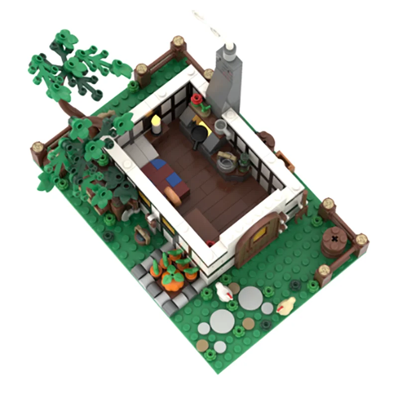 MOC medieval castle street scene model building brick farmhouse modular technology gift holiday assembly children's holiday toy