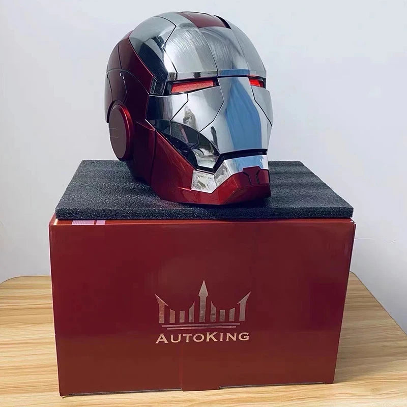 2023 New Iron Man Helmet 1:1 Mk5 Voice Control Eyes With Light Model Toys For Adult Electric Technology Wearable Christmas Gifts