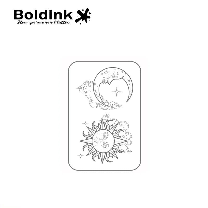 Moon And Sun Temporary Tattoo,Lasts To 15 Days New Technology Magic Waterproof Semi Permanent Sticker.